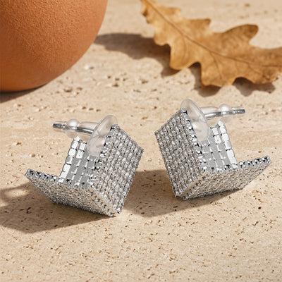 Pyramis Pave American Diamond Stud Earrings