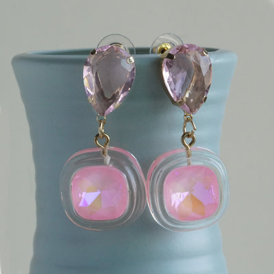 Pink Crystal Drop Earrings