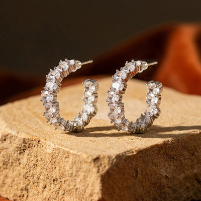 Luna Oval American Diamond Hoop Earrings