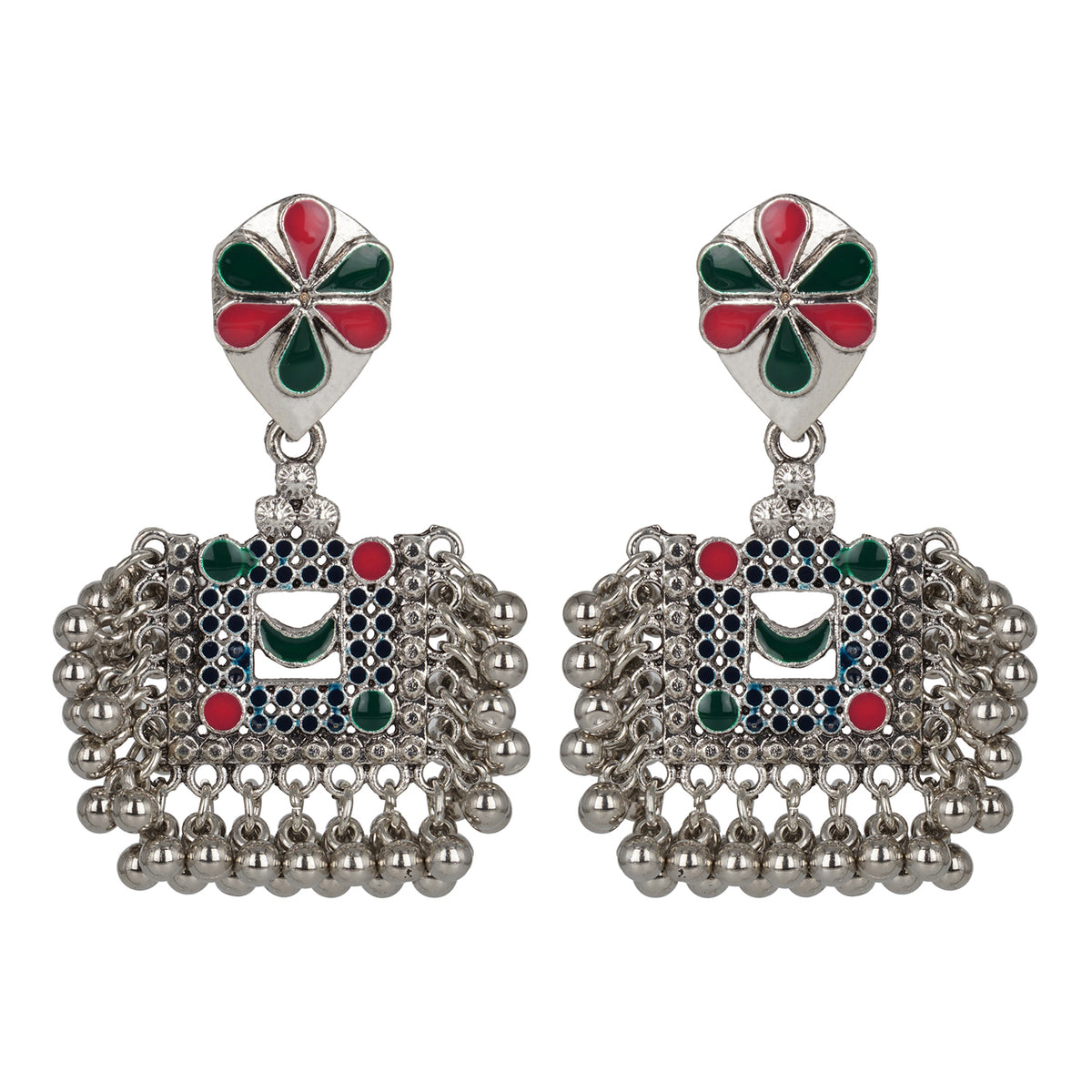 Multicolor - Suhana Ghungroo Work Fabart Handmade Earrings main image 0