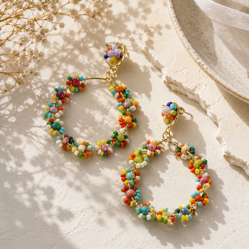 Boho Beaded Hoops