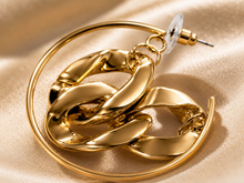 Load image into Gallery viewer, Gold Spiral Curb Chain Hoop Earrings