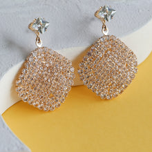 Load image into Gallery viewer, TRIBAL ZONE  Crystal Studded Gold Earrings