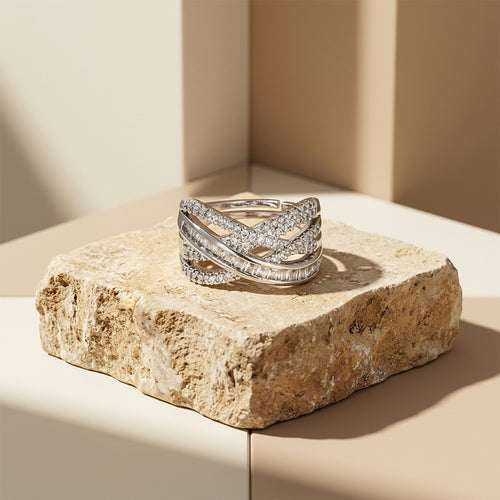 Title: Criss-Cross Diamond Ring