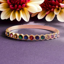 Load image into Gallery viewer, TRIBAL ZONE FUNKY MULTICOLOR STONE BANGLE ROSE GOLD   BRECELATE
