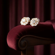 Load image into Gallery viewer, Gold/Silver-Plated Floral Cluster Cubic Zirconia Statement Stud Earrings