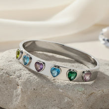 Load image into Gallery viewer, Silver Rainbow Heart Bangle