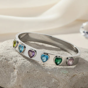 Silver Rainbow Heart Bangle