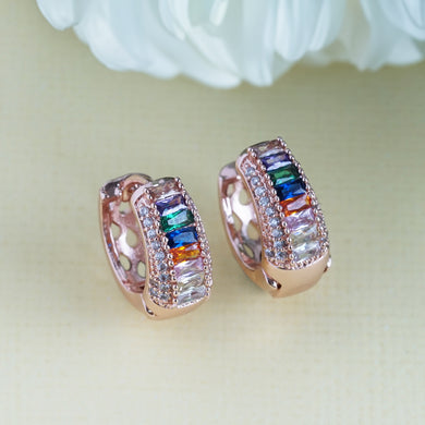 TRIBAL ZONE STYLISH MULTI COLOR ZX STONE ROSE GOLD  LEVER BACK EARRING
