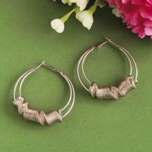 Load image into Gallery viewer, TRIBAL ZONE DESGINER GOLDEN HOOP EARRING