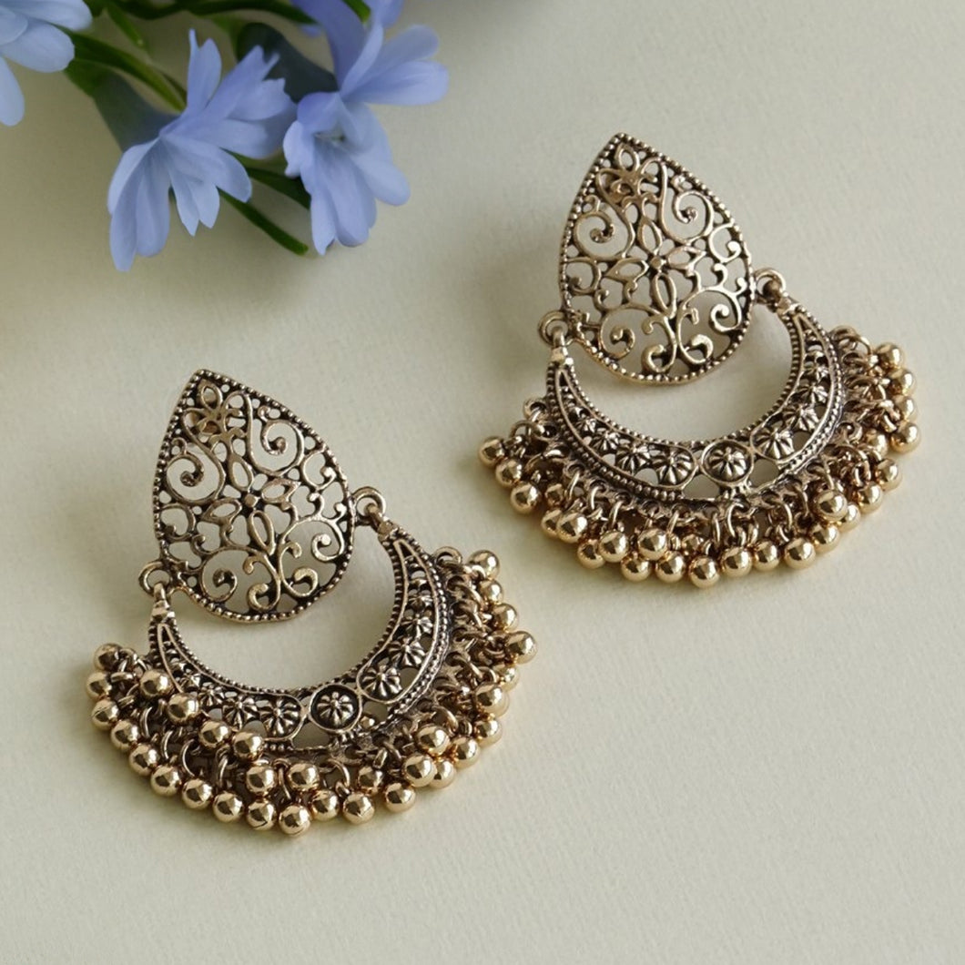 TRIBAL ZONE GORGEUS BRONZE JHUMKA EARRING