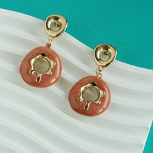 Load image into Gallery viewer, Drop Circular Earrings with gold accents