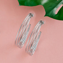 Load image into Gallery viewer, TRIBAL ZONE CLASSY SILVER LONG  C HOOP EARRING