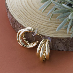 TRIBAL ZONE STUNNING GOLDEN C HOOP STUD EARRING