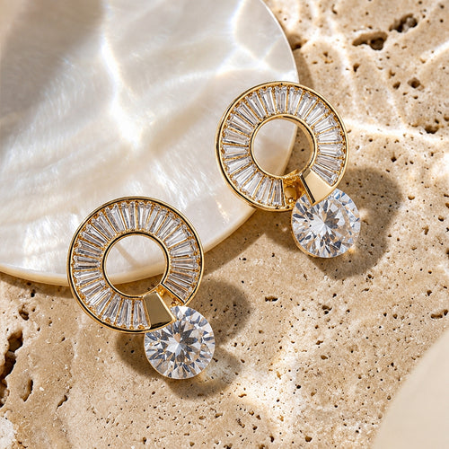 Solene Circle American Diamond Stud Earrings