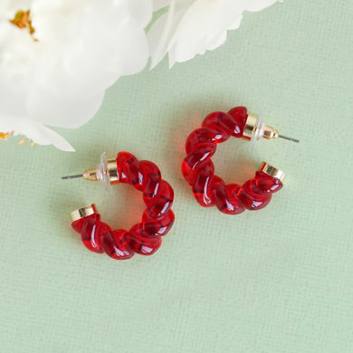 TRIBAL ZONE DESGINER RED COLOUR C HOOP EARRING