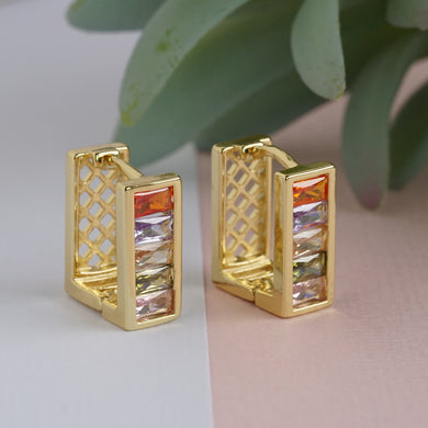 TRIBAL ZONE ELEGANT MULTI COLOR  ZX STONE LEVER BACK EARRING