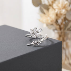 Silver Floral Leaf Ring