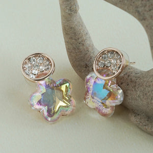 Iridescent Star Flower Shaped Earrings