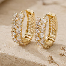 Load image into Gallery viewer, Sovereign Pear-Cut American Diamond Huggie Hoops