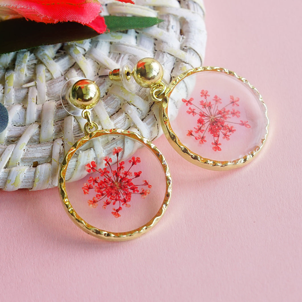 TRIBAL ZONE AMAZING SPRING FLOWER ENAMEL GOLDEN DROP EARRING