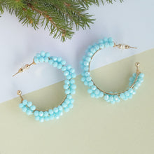 Load image into Gallery viewer, TRIBAL ZONE CLASSY SKY BLUE BEADS C HOOP EARRING