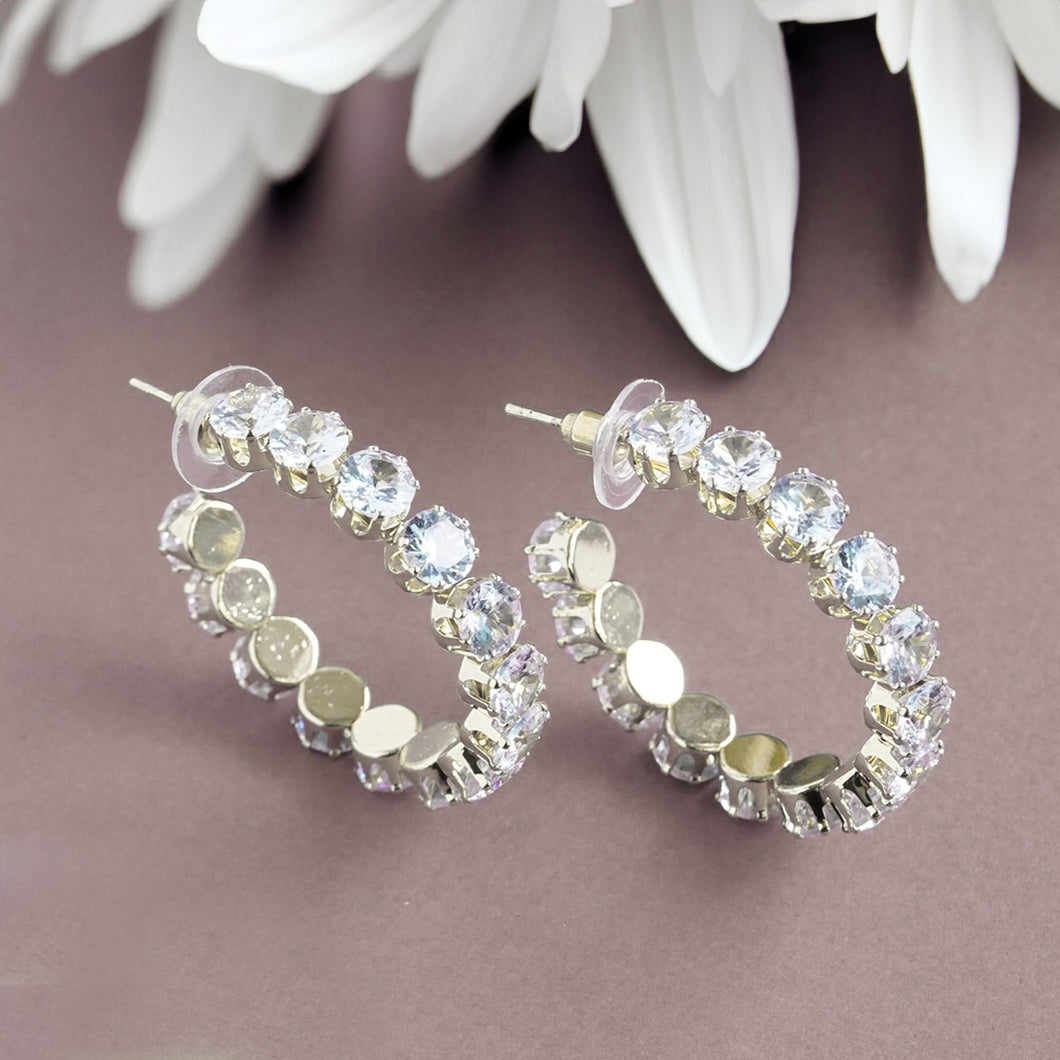 TRIBAL ZONE GEOMETRIC STONE HOOP EARRING