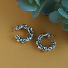Load image into Gallery viewer, Twisted Rope Silver Hoops
