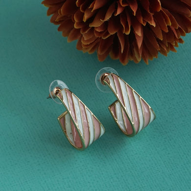 Striped Design Gold Accent Earrings