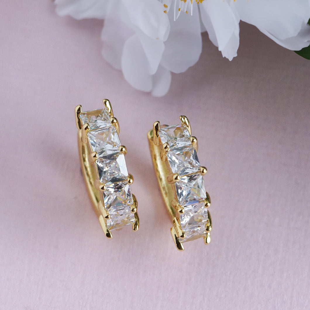 TRIBAL ZONE STUNNING ZX STONE LEVER BACK GOLDEN EARRING