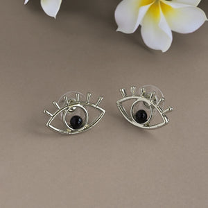 TRIBAL ZONE GOLDEN EVIL EYE STUD EARRING