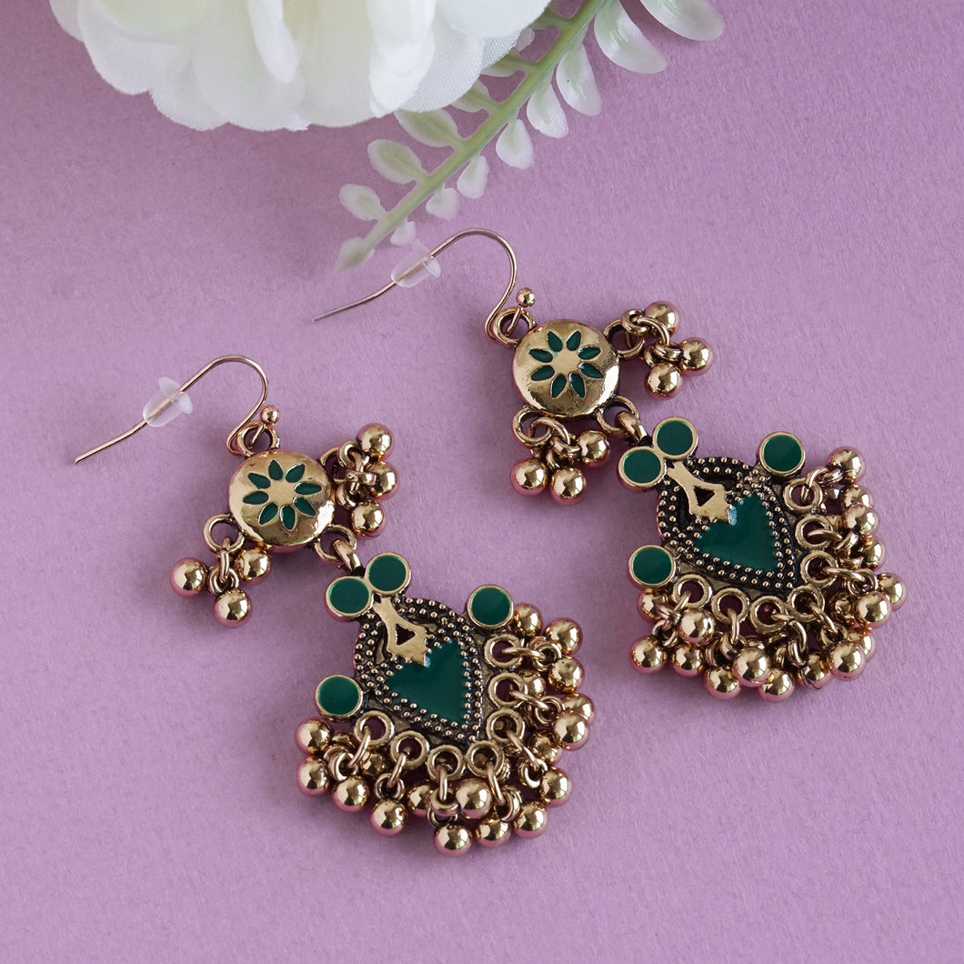 TRIBAL ZONE DAZZILING  BRONZE JHUMKA EARRING