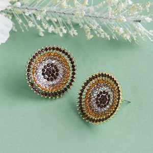 TRIBAL ZONE ETHNIC BROWN DAIMOND STUD EARRING