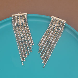 TRIBAL ZONE SHIMMER DANGLERS SILVER  GOLDEN EARRING  (PARTY WAER)