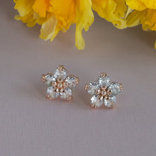 Load image into Gallery viewer, TRIBAL ZONE PRETTY ZX STONE FLORAL GOLDEN STUD EARRING