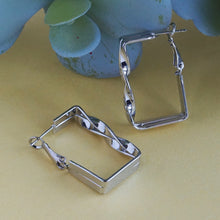 Load image into Gallery viewer, Modern Twisted Rectangle Hoop Earrings