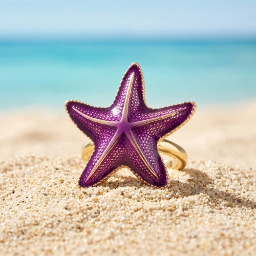 Purple Starfish Statement Ring