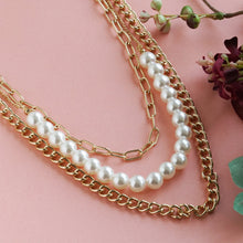 Load image into Gallery viewer, Layered Chain &amp; Pearl Necklace