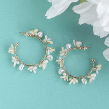 Load image into Gallery viewer, TRIBAL ZONE CHUNKY WHITE C HOOP  EARRING