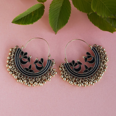 TRIBAL ZONE ETHNIC BLACK EARRING