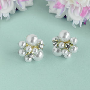 TRIBAL ZONE INVENTIVE GOLDEN PEARL ZX STONE STUD EARRING