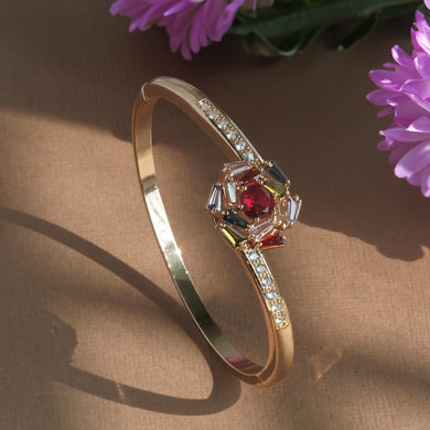 TRIBAL ZONE CLASSY MULTICOLOR FLORAL BANGLE ROSE GOLD BRECELATE