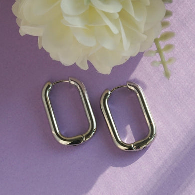 Silver Rectangular Hoop Earrings