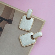 Load image into Gallery viewer, Square-stoned abstract earrings with gold accents