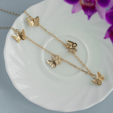 TRIBAL ZONE CUTE GOLDEN BUTTERFLY NECKLACE CHAIN
