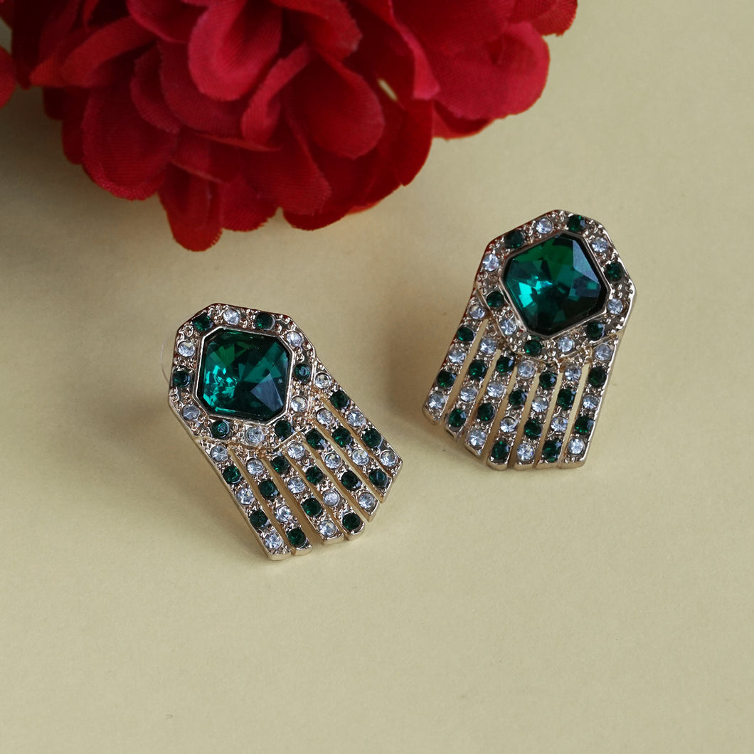 TRIBAL ZONE CLASSIC GREEN DIAMOND STUD EARRING