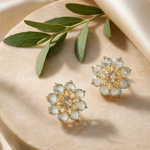 Primavera Floral Multi-Stone Stud Earrings