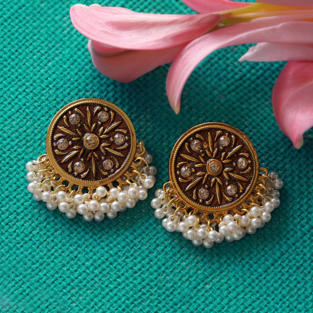 TRIBAL ZONE INDIAN ALLURING CIRCUL SHAPE STUD EARRING