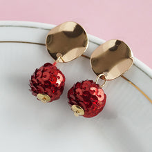 Load image into Gallery viewer, TRIBAL ZONE RED SEQUIN DROP EARRING
