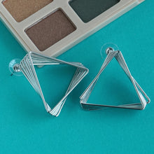 Load image into Gallery viewer, Gold/Silver geometric triangle earrings
